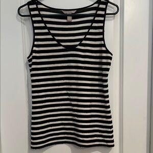Banana Republic Black and White Fitted Sequin Tank Top
